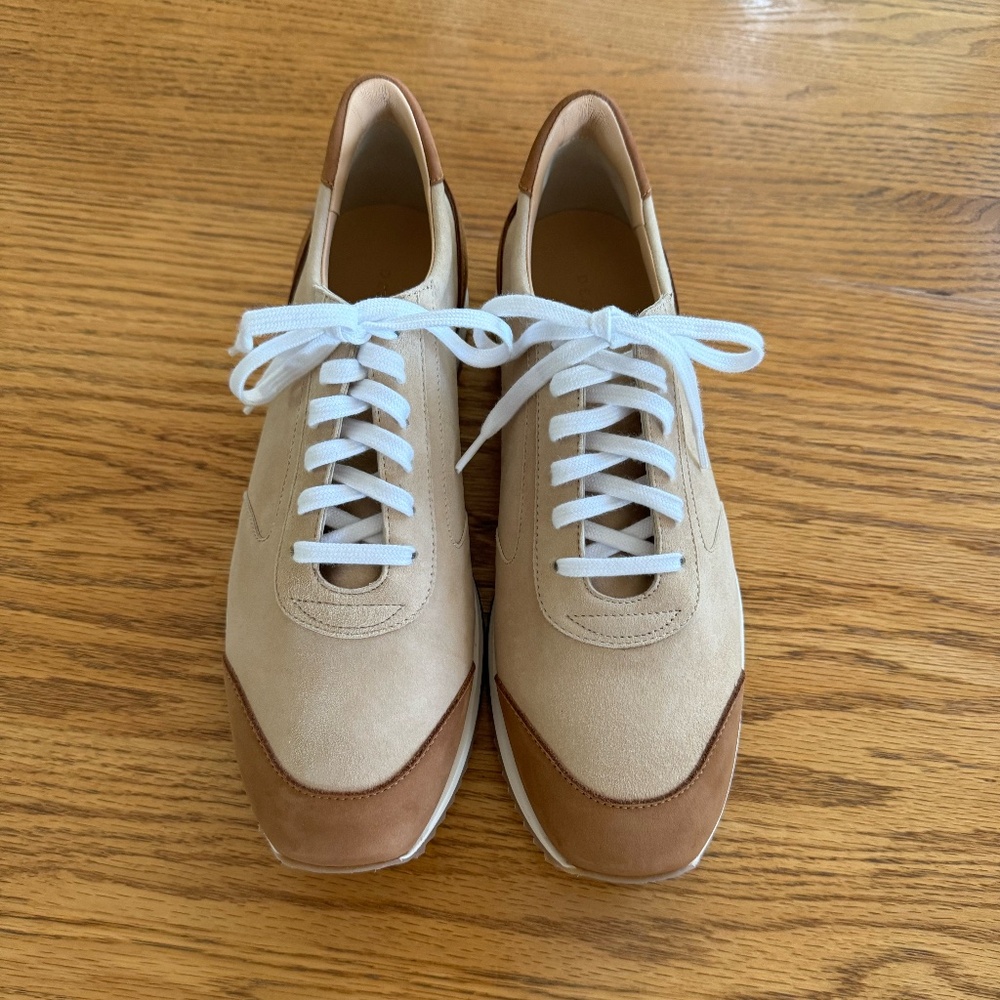 Dear Frances Beige and Brown Lace-Up Sneakers